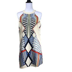 Venus Sleeveless Halter Mini Dress Geometric Pattern size Medium